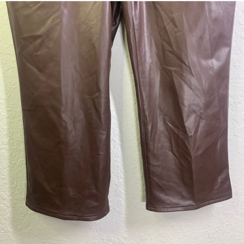 BANANA REPUBLIC Cropped Bootcut Faux Leather Chocolate Brown Elegant Urban Pants - Picture 7 of 15